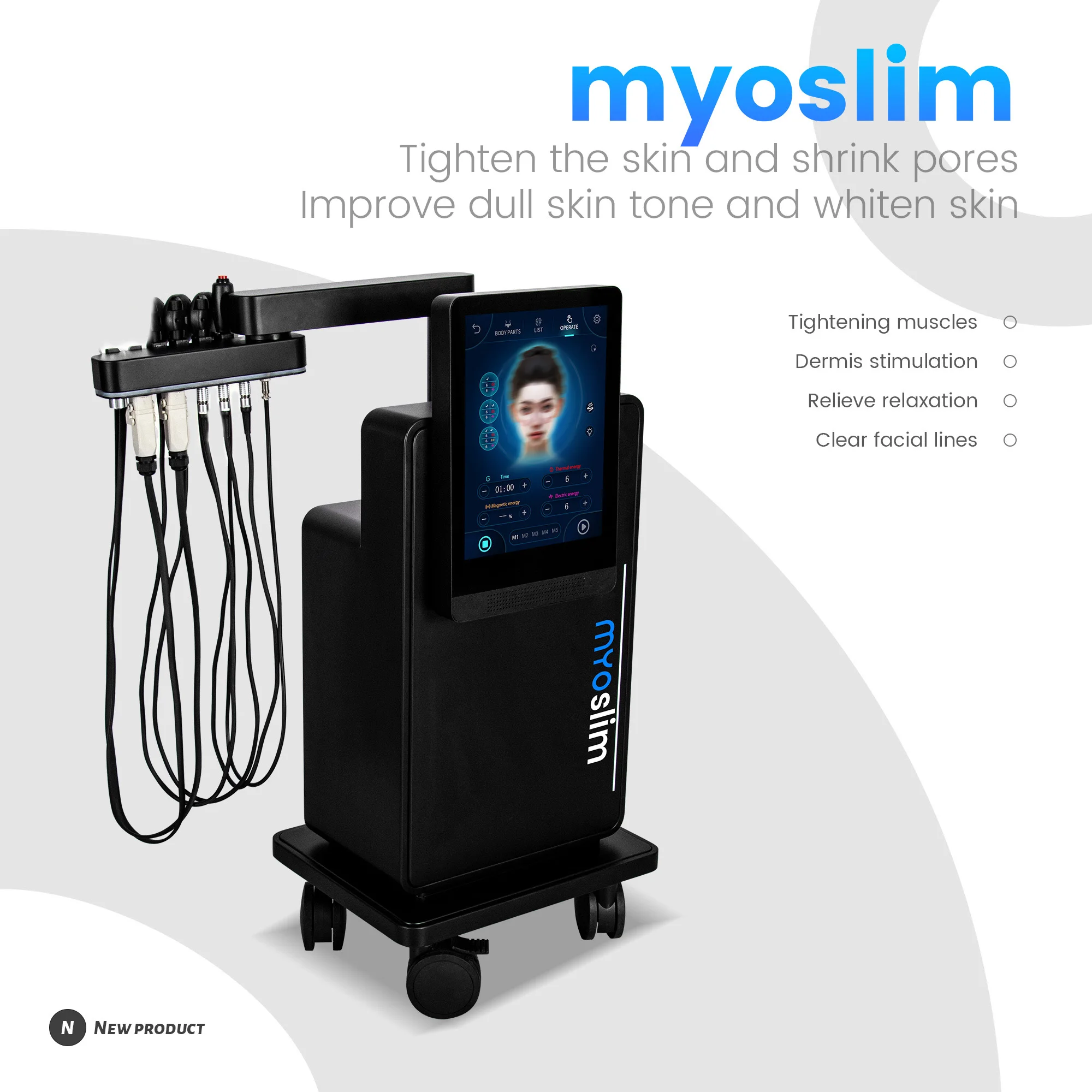 MYoslim Machine PE-FACE NEW needle-free Painlss RF Heat Energy Output And Strong Pulsed Magnetic Non-invasiveFace Lift wrinkle