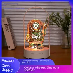 3D fireworks ambience light wireless portable audio colorful light changing portable music camping lantern