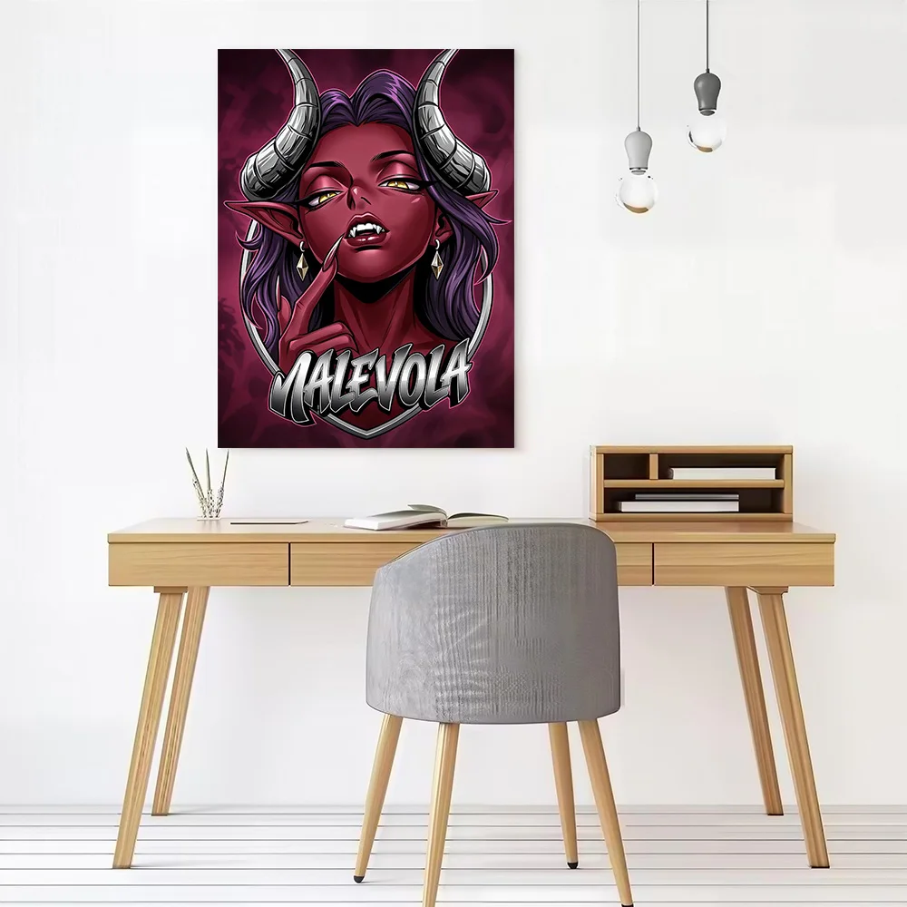 Demon Woman 'Malevola' Artwork Poster Customizable Printed Canvas Painting for Pictures Wall Art Gaming Room Decoration Home