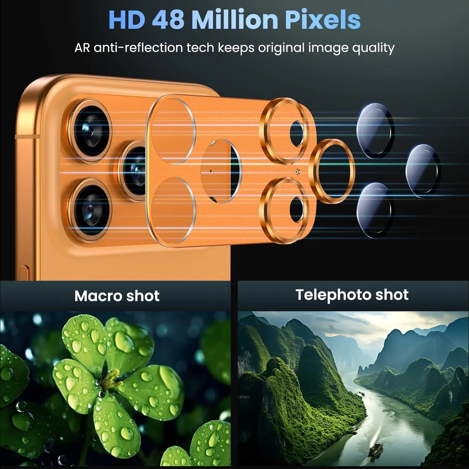 Protezione per fotocamera in metallo aggiornata 2025 per iPhone 17 Pro/17 Pro Max |   Anello per obiettivo in lega a copertura totale in vetro |   Antigraffio e Shatterpro