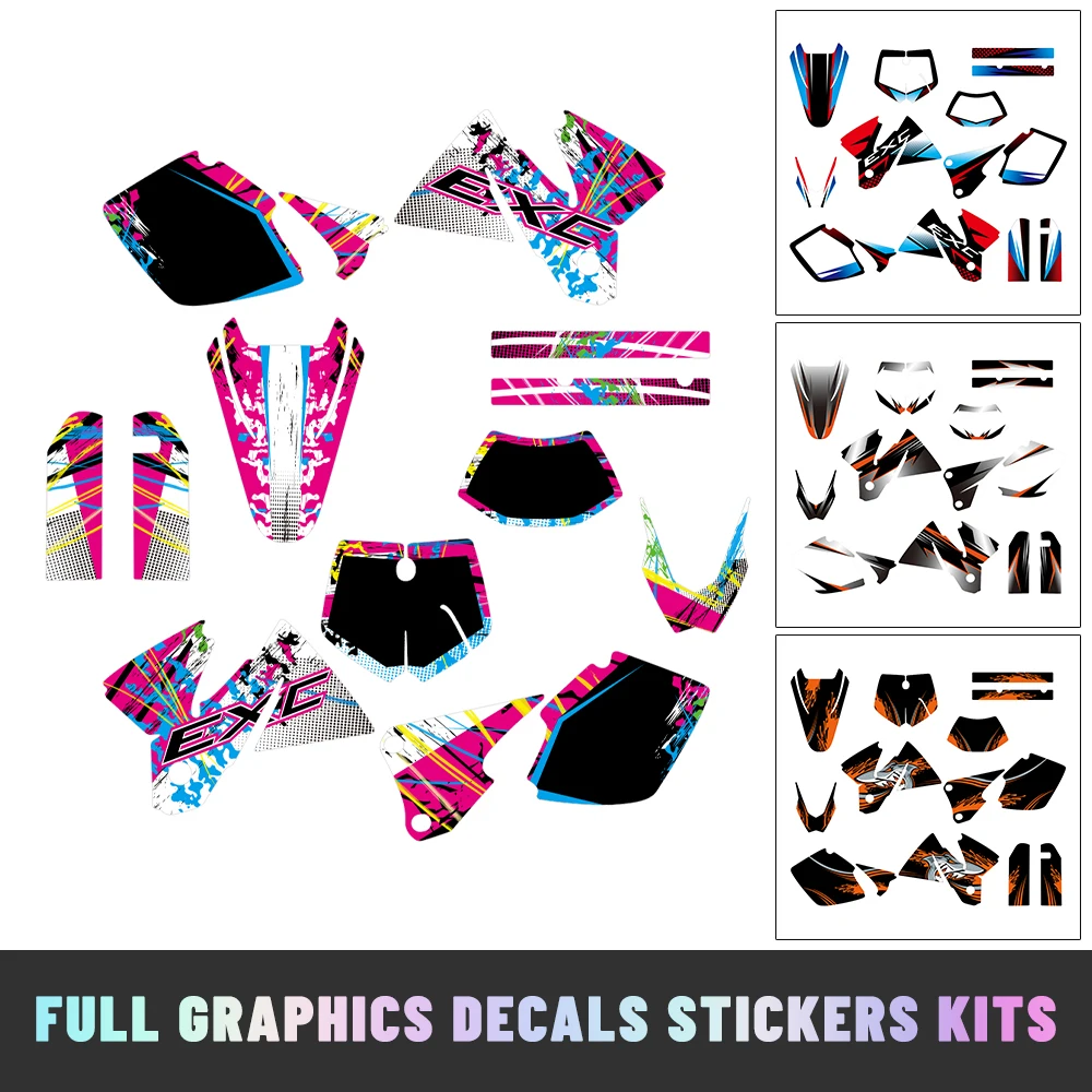 

Fit for EXC250 EXC 125 200 250 300 350 400 450 500 530 1998 1999 2000 Motorcycle Decals Fairings Graphics Background Sticker Kit