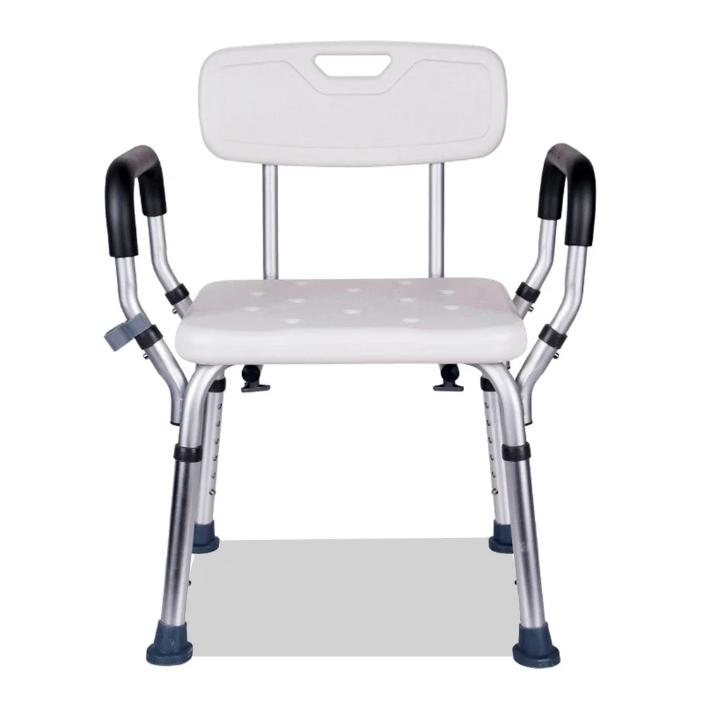 

Adjustable Bathroom Chair with Backrest Arm for Elderly Non Slip Bench Stool Bath Chair Tub Furniture Shower Seat Stool