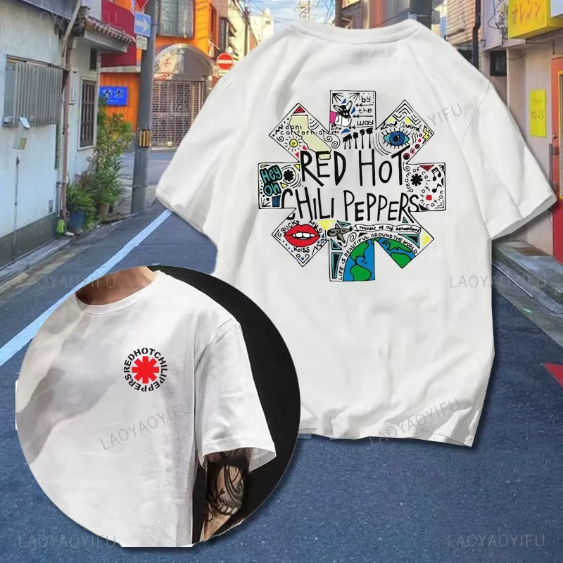 2026 New Red Hot Chili cotton T Shirt Amazing Tees Men Women Clothes Peppers Tour Double-sided Short Sleeve Casual Male T-shirt