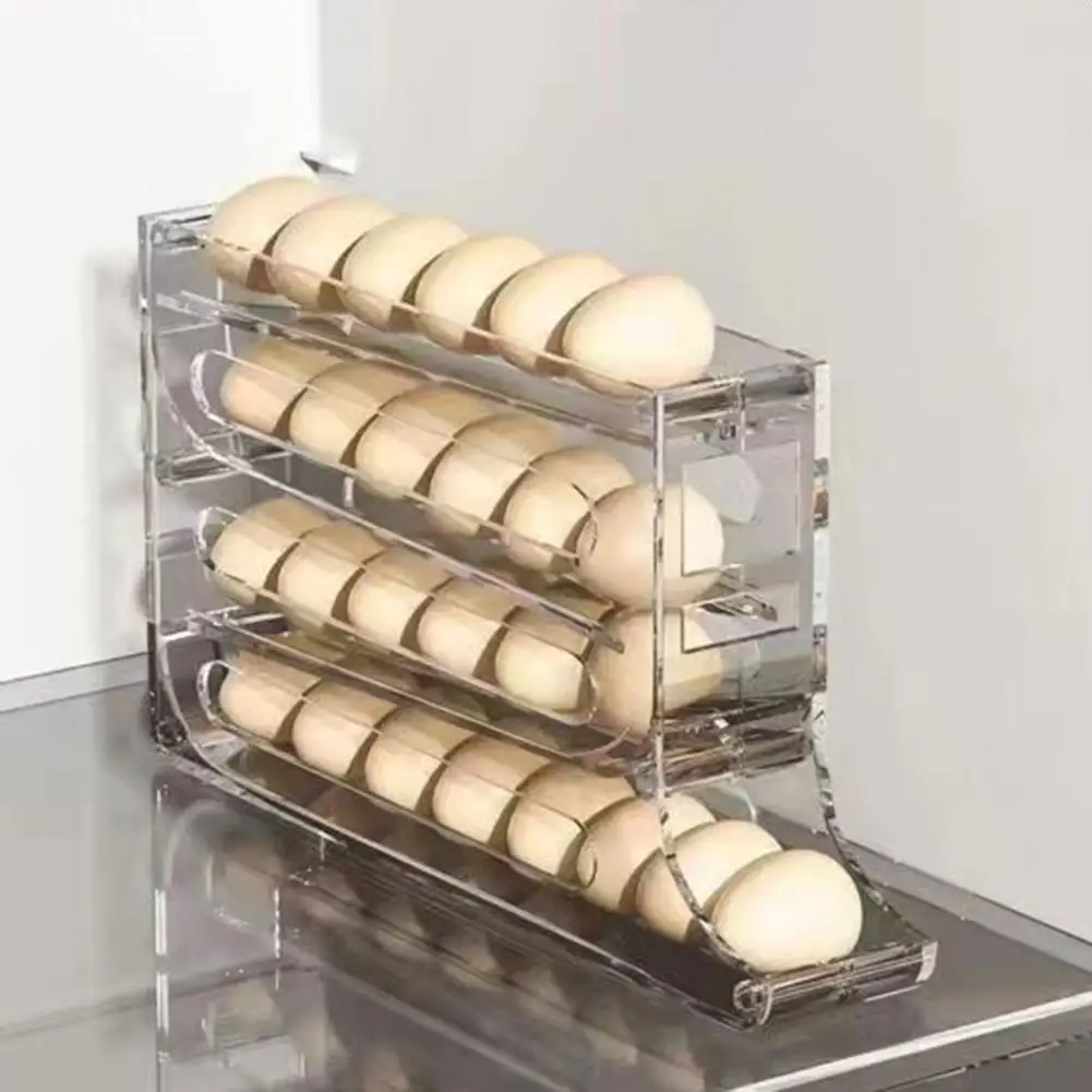 Egg Holder Capacity Egg Storage Box with Non-slip Design Multi-function Organizer 4 Tier Egg Rack Holder Dispenser for Kitchen