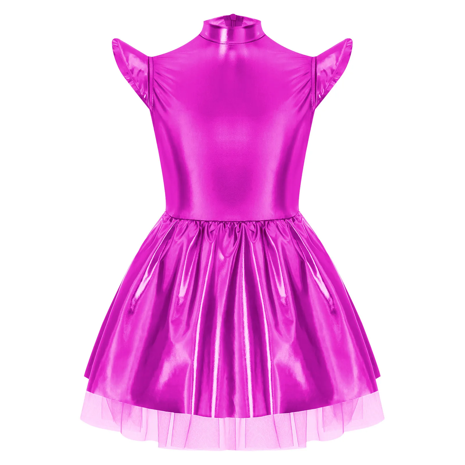 Kids Girls Alien Dress Up Robot Costumes Outerspace Astronaut Role Play Glossy Dress for Theme Party Stage Performance Clothes
