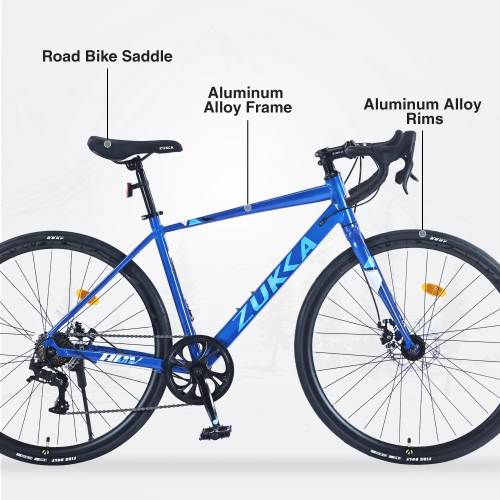 700C Mens Womens Road Bike Aluminum Frame 7 Speed Double Disc Brakes 700x28C Tires City Bicycle for 5ft1 to 5ft7 Riders MTB
