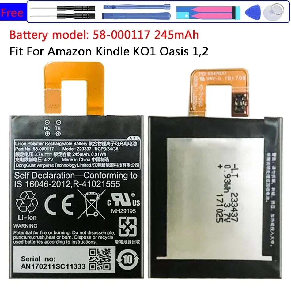 

Battery 245mAh 58-000117 for Amazon Kindle KO1 Oasis 1,2 Oasis1 Oasis2 Tablet Bateira with Free Tools