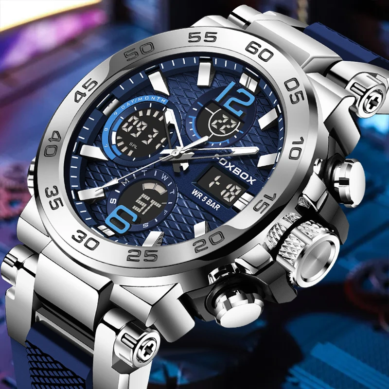 LIGE Military Watch Men Fashion Business Men\'s Quartz Wristwatches Casual Sport Waterproof Chronograph Relogios Masculino+BOX