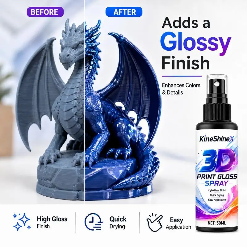 New 3D Printing Model Polish Liquid Multi Material Compatible Long Lasting Gloss Brightening Spray for PLA ABS Resin 3D Prints