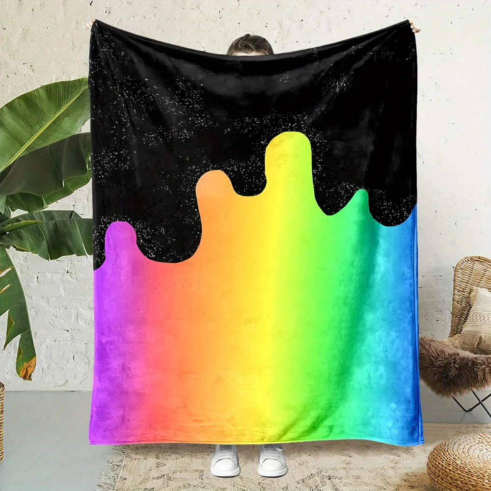 

Фланелевое одеяло с мультяшным радужным узором, подходящее для всех сезонов, подходящее для гостиной, офиса, дивана и путешествий.