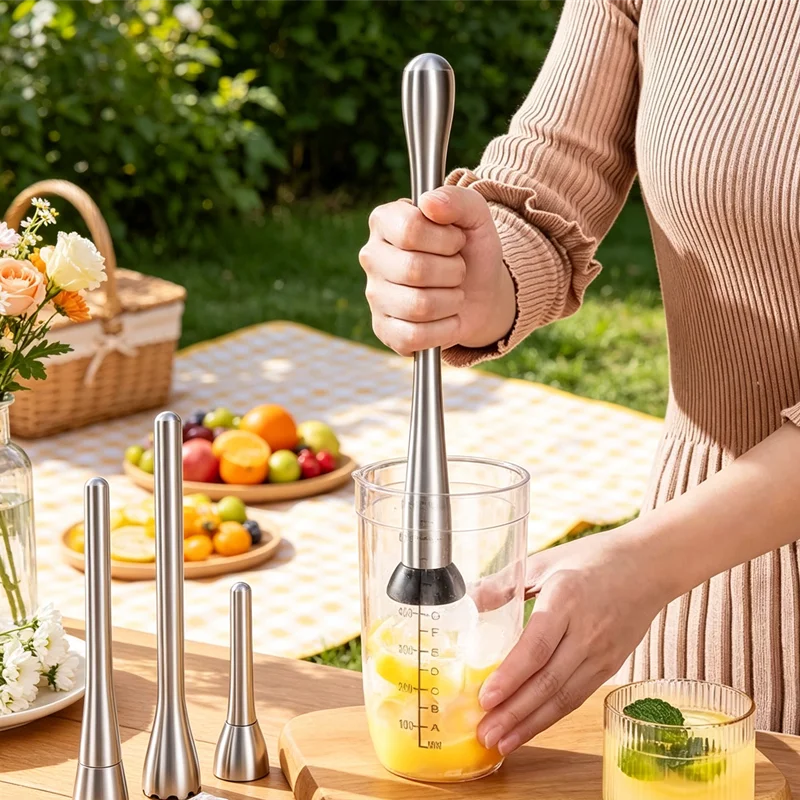 Stainless Steel Cocktail Muddler & Shaker, Crushing Hammer for Fruit Ice, DIY Drink Muddler Barware Tool for Home Bartender Kit