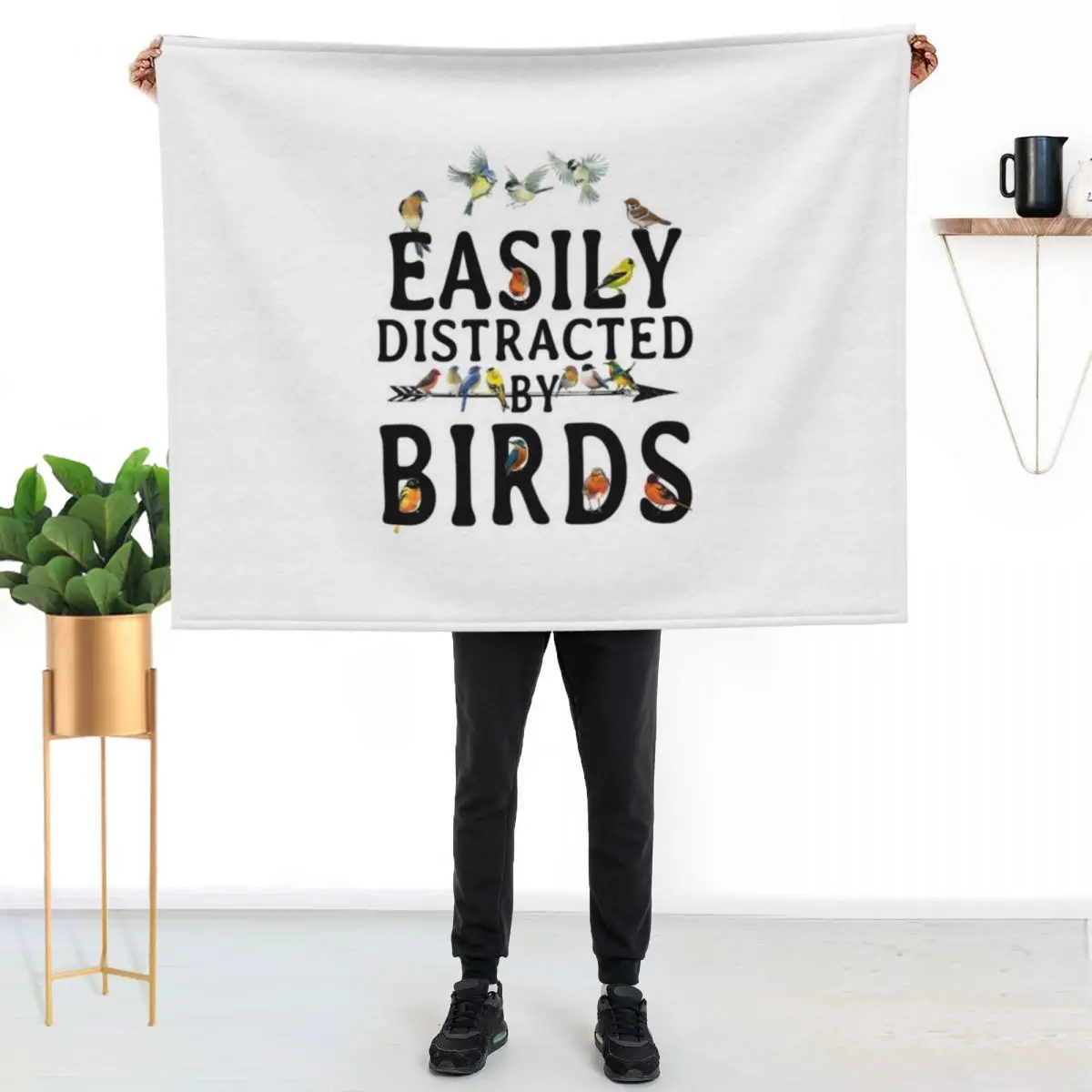 

Easily Distracted by Birds Throw Blanket Cozy Home Blanket Gift for Christmas Holiday