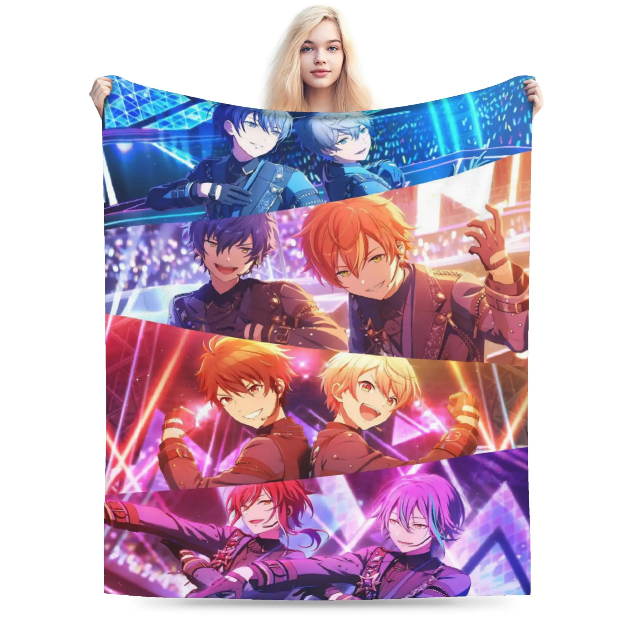 E-Ensemble-Stars Blanket Flannel  Multifunction Super Soft Throw Blanket for Bedding Bedding Throws