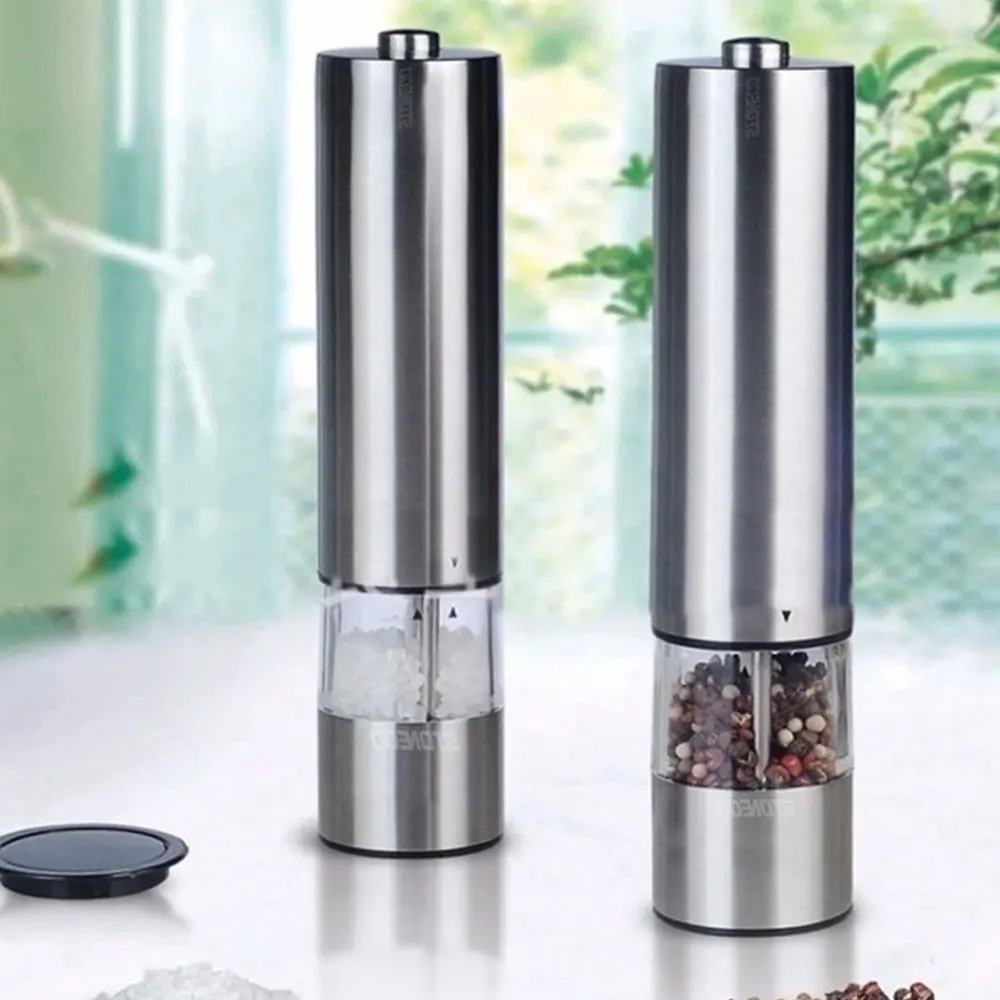 

Electric pepper salt grinder, fully automatic vanilla spice grinder, stainless steel/ABS pepper grinder