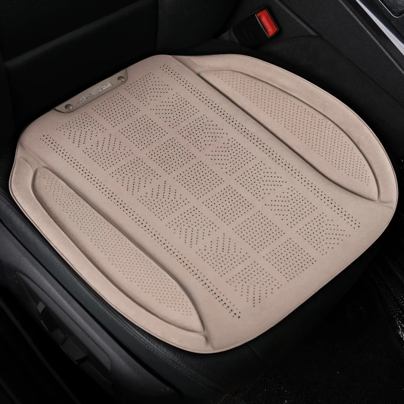 Suede Car Seat Cushion Perforated Breathable Non Slip Front Bottom Pad Soft Durable All Season Automotive Interior Protector Mat