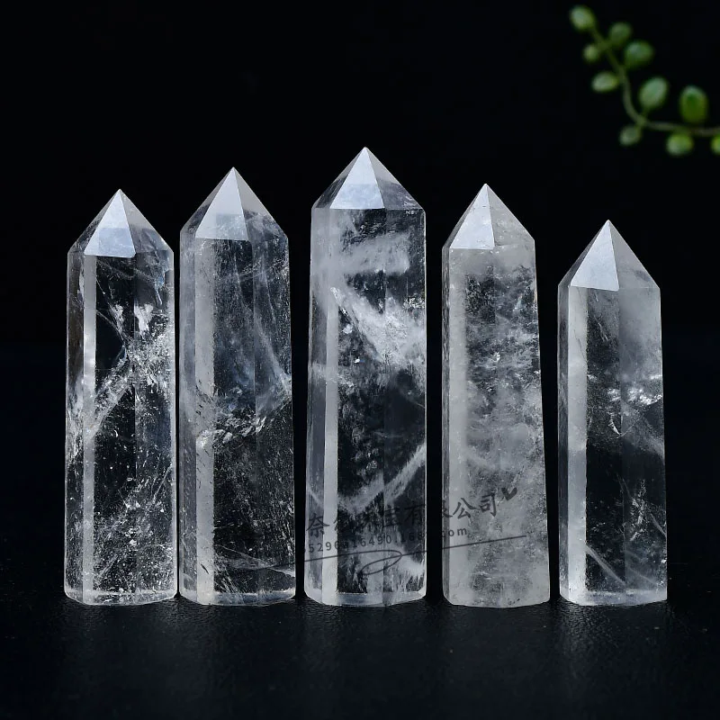 High Quality Natural White Crystal Pillar Hexagonal Single Pointed Polished Demagnetized Energy Pendulum