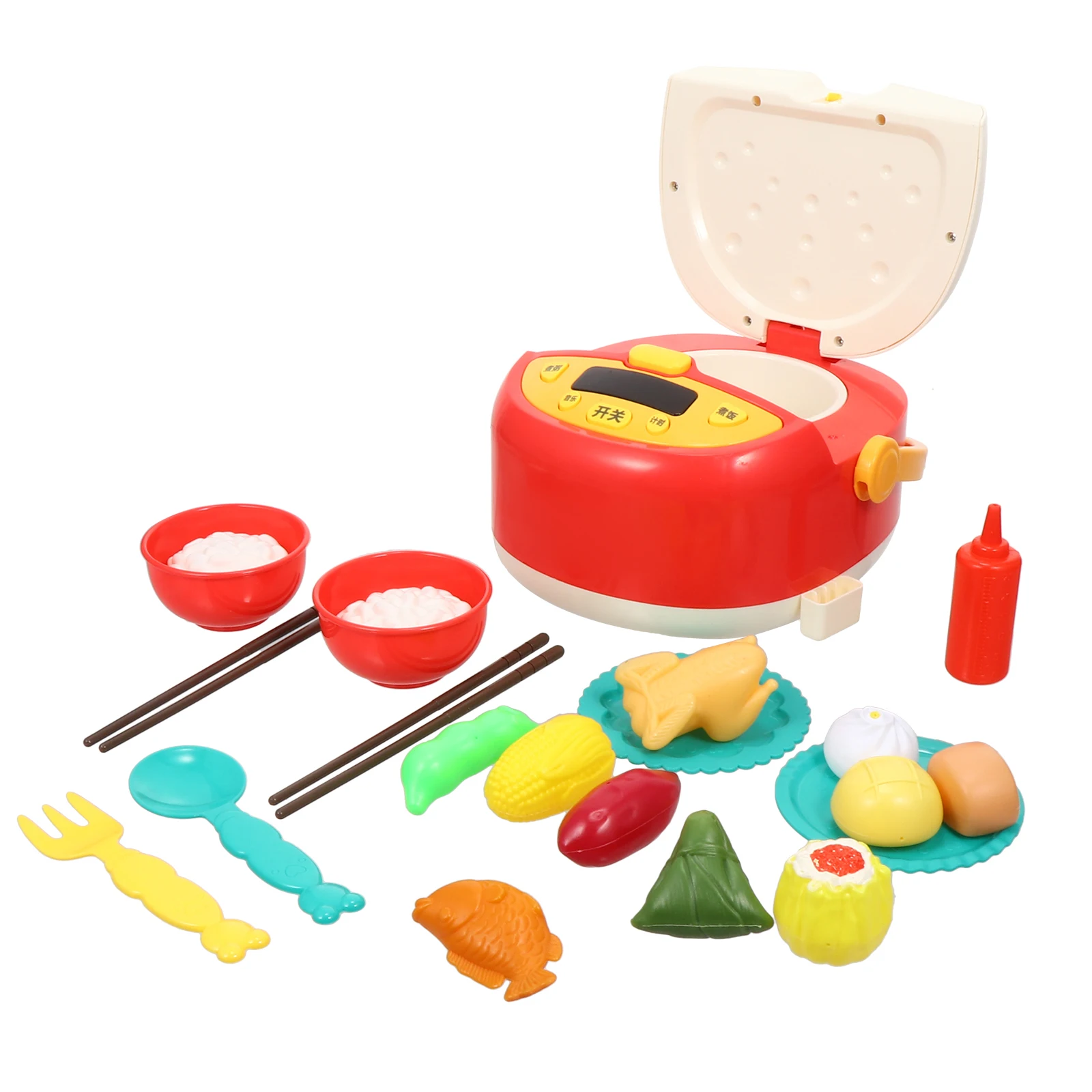 1 set Simulation Kitchen Set Kids Cooking Playhouse Educational Rice Cooker Toy for Children Safe Material Parent-Child