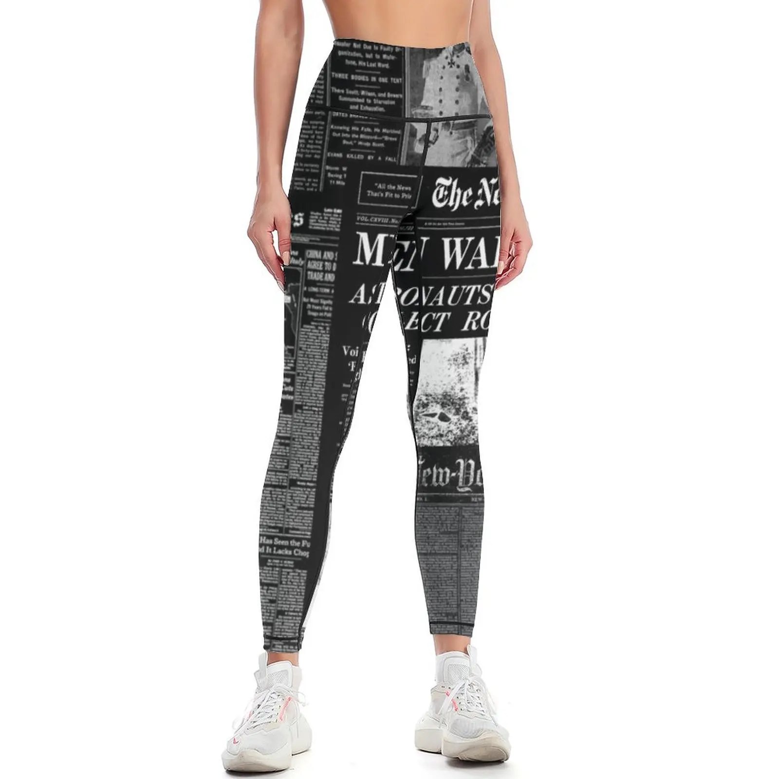 

Newspaper print [black] Leggings push up legging gym wear Womens Leggings