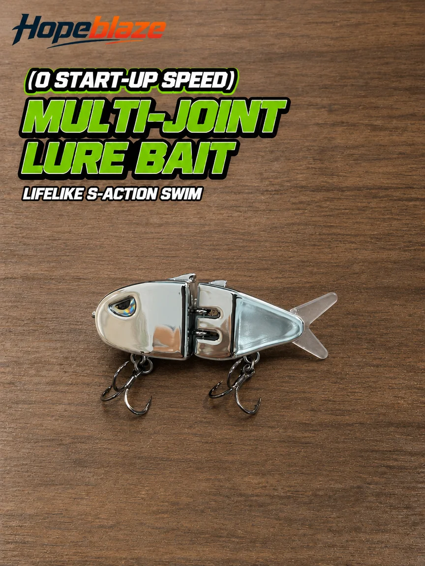 Hopeblaze Mini Zweiteiliger Harter Swimbait, Galvanisiert in Glänzendem Silber, 3D-Laser-Auge, S-förmiger Köder für Barsch-, Hecht- und Forellenangeln – Detail 3