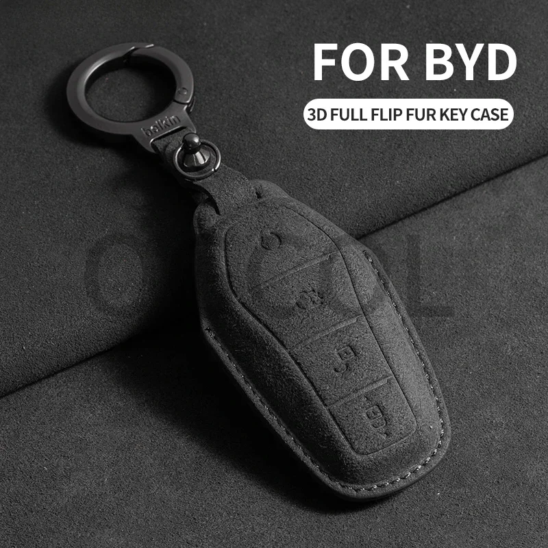 Suede Car Key Case Cover Shell For BYD Tang EV600 Han EV Yuan Atto 3 Song PLUS Pro MAX DMI Qin Dolphin Key Protector Accessories