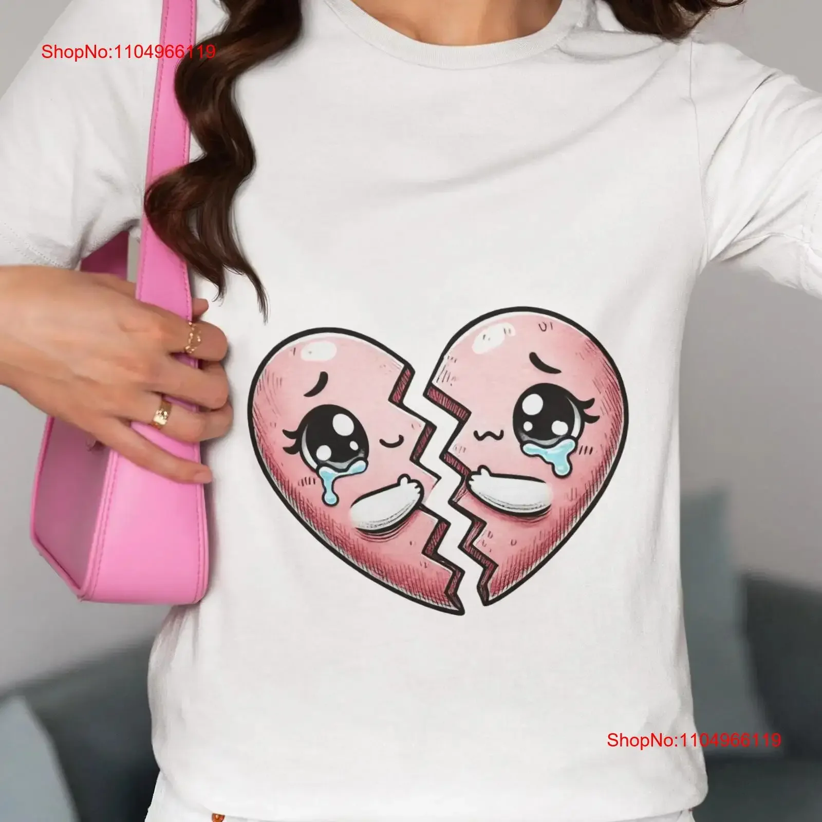 

Футболка «Плачающее разбитое сердце» Kawaii, эмоциональная новинка, дизайн, милые пары, уникальный грустный топ, идея для подарков, винтажная стираная дышащая футболка