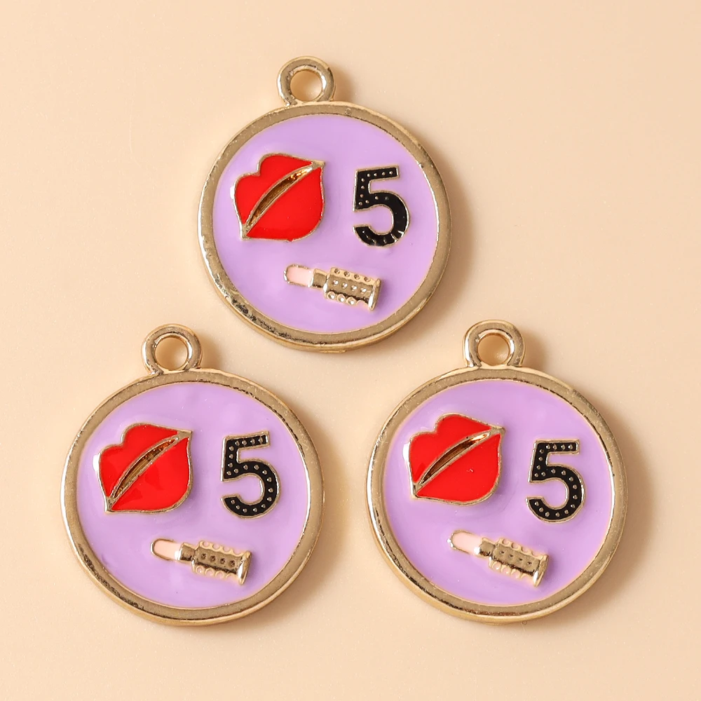 Leslie 10 Stück 17*20mm Emaille-Lippenstift-Anhänger für Schmuckherstellung, Anhänger, Halsketten, Ohrringe, DIY Handgemachte Armbänder, Bastelarbeiten – Detail 5
