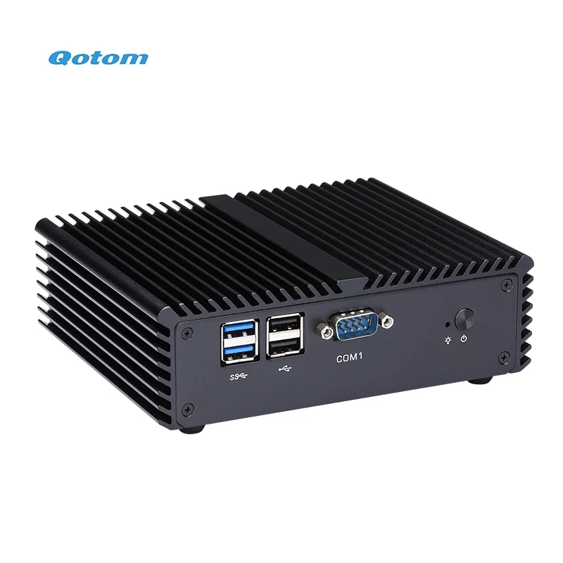 Qotom Mini PC Q30400P Series Celeron Core i3 i5 معالج مزدوج LAN 4 منافذ COM بدون مروحة كمبيوتر صناعي صغير X86