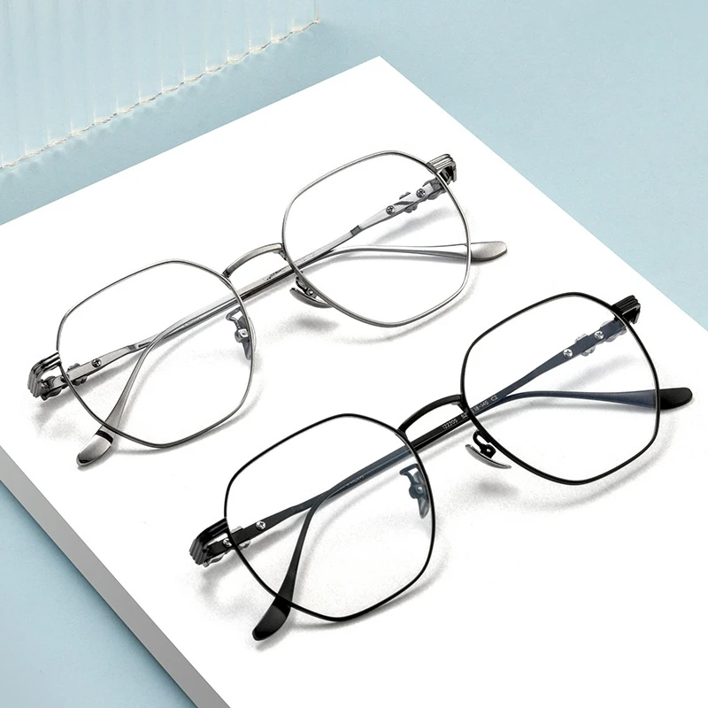 OLLYMURS tendencia de moda gafas ultraligeras Retro poligonal puro titanio gafas graduadas ópticas monturas hombres y mujeres
