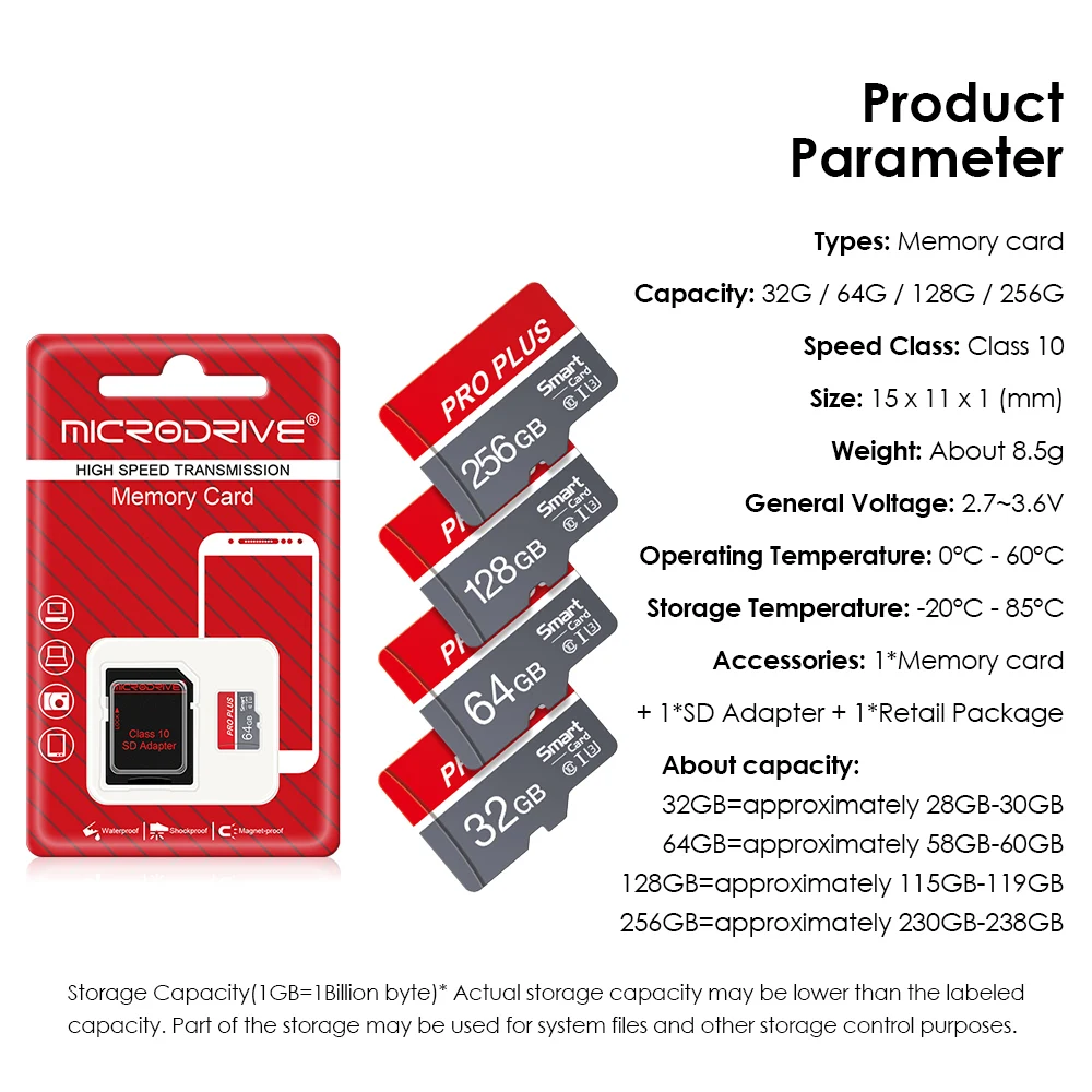 Class 10 U3 Micro TF SD Card 128GB 64GB 32GB 16GB 8G 4GB Memory Card Flash Support Mobile Phones UAV Etc Card Reader