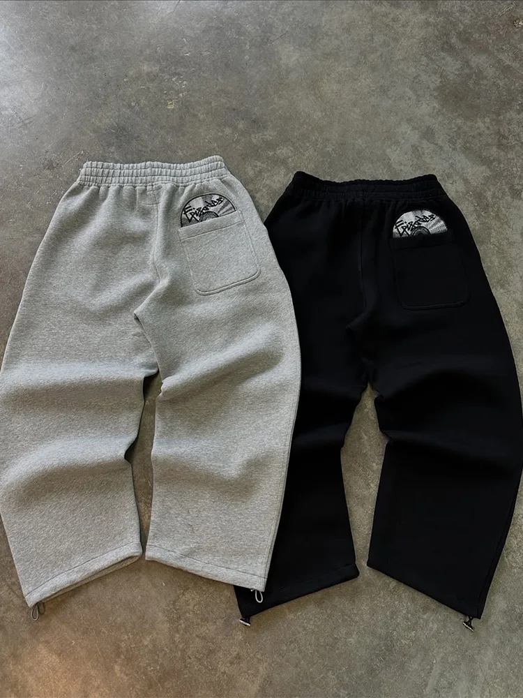 بدلة رياضية رجالية عصرية موديل 2025 عالية الشارع ملابس غير رسمية Y2K Harajuku سترة بقلنسوة مطرزة للرجال سراويل رياضية فضفاضة على طراز الهيب هوب #3
