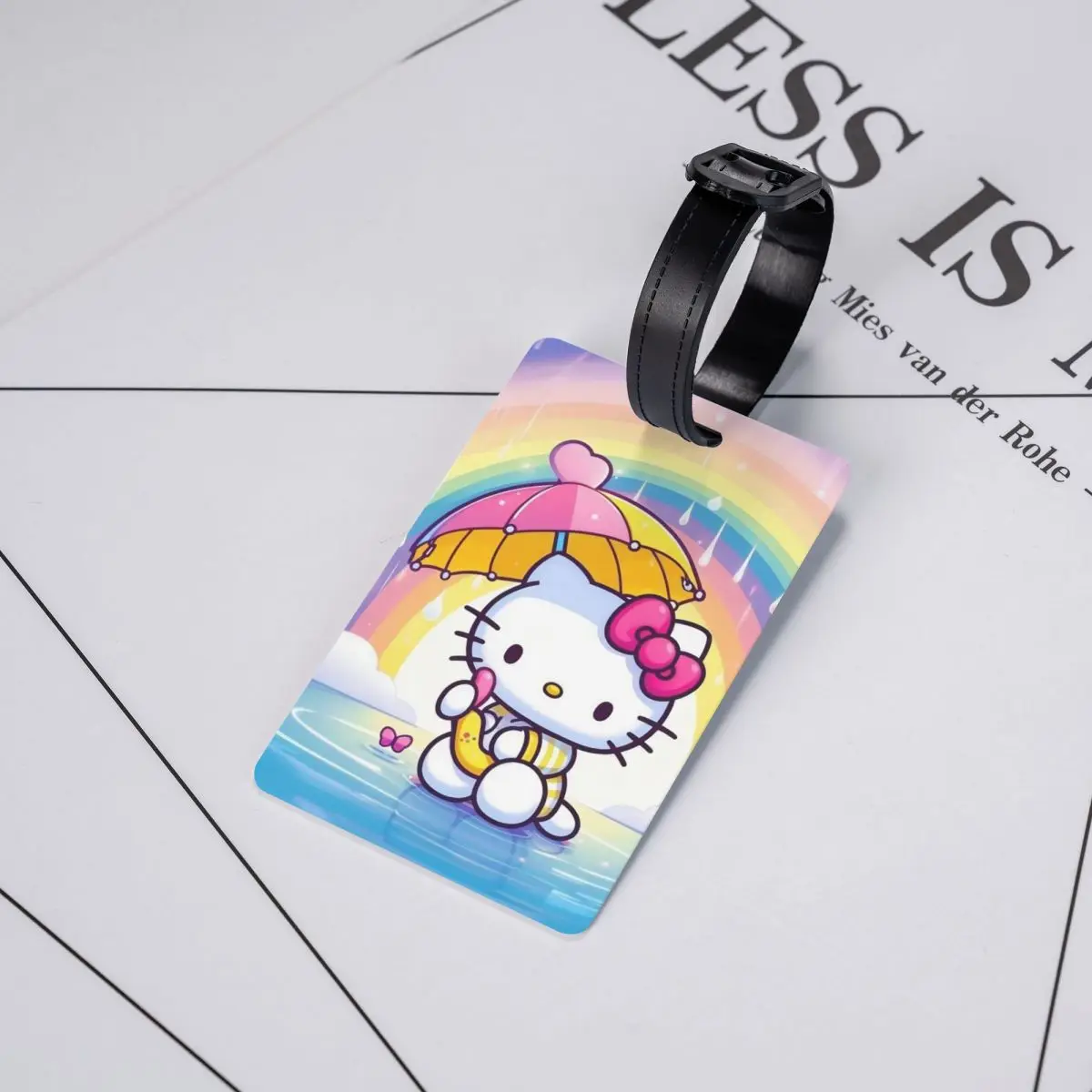 Custom Cute Cartoon Cat Hello Kitty Luggage Tag Privacy Protection Baggage Tags Travel Bag Labels Suitcase
