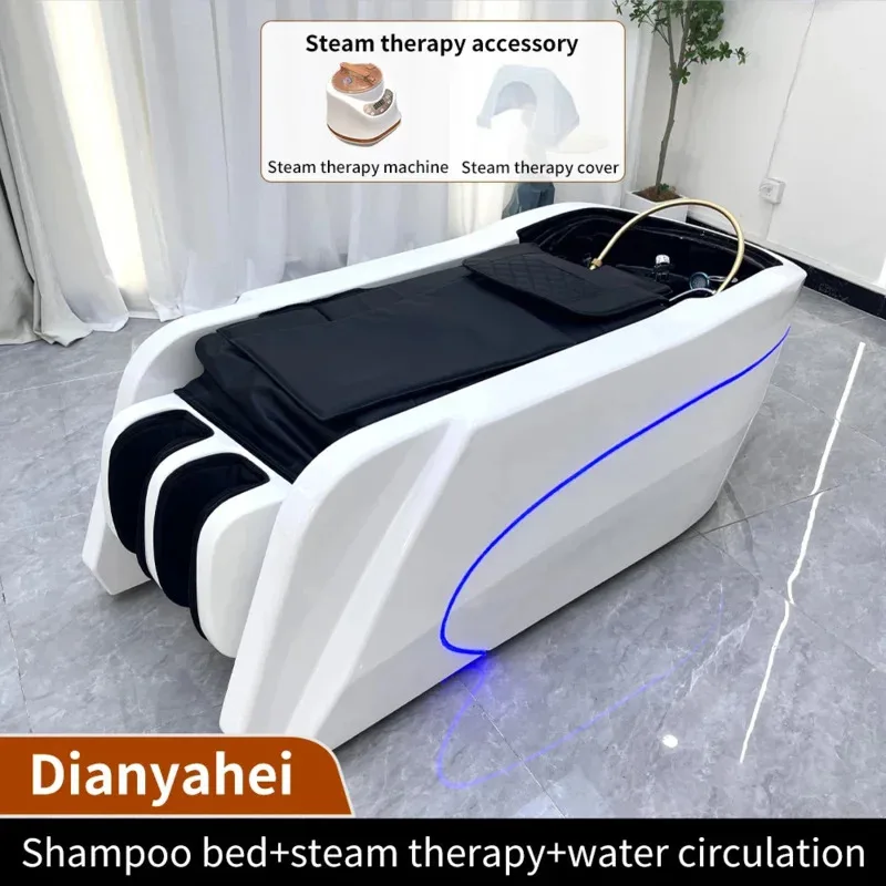 صالون حلاقة مخصص الراقية سرير شامبو كهربائي ذكي البخار العلاج الطبيعي دورة المياه رئيس سرير تدليك سبا #5
