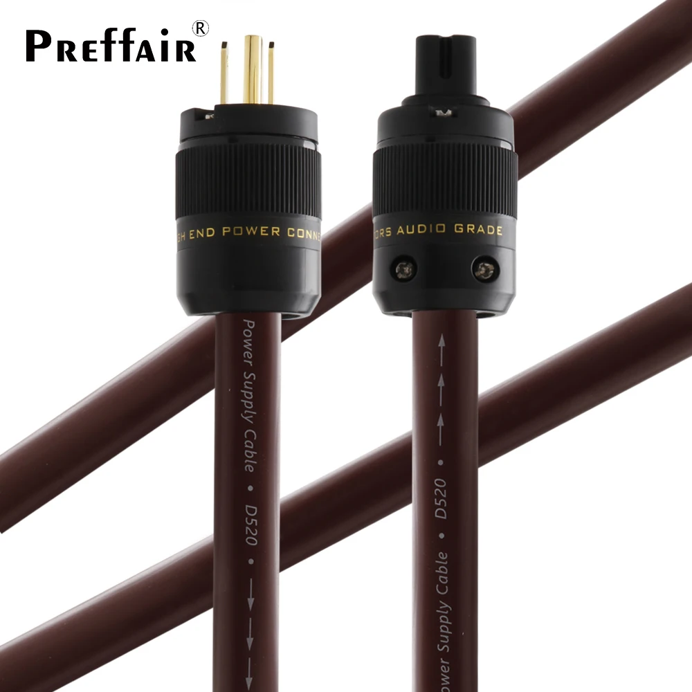 Preffair  D520E HiFi Audio AC Power Cable, Schuko Power Cord, HiFi Audiophile Power Cord C7 IEC Female Figure 8 Power cord