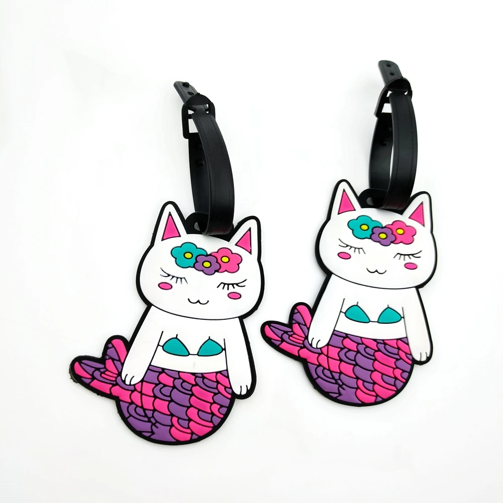 1 قطعة/2 قطعة لطيف هريرة حورية البحر علامة الأمتعة قلادة للسفر ورحلة العمل ، مصنع الطائرة الأمتعة حقيبة فقدان الوقاية العلامة ، #4