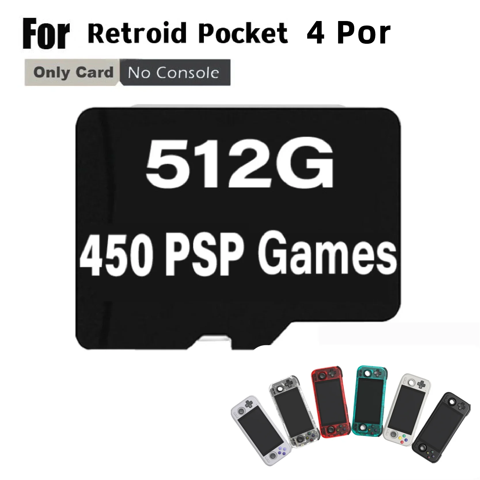 لـ Retroid Pocket 4 Pro TF بطاقة ريترو المحمولة بطاقة SD محملة مسبقًا 70000 ألعاب 450 PSP ألعاب 480 PS2 GANES 512GB سيارة الذاكرة