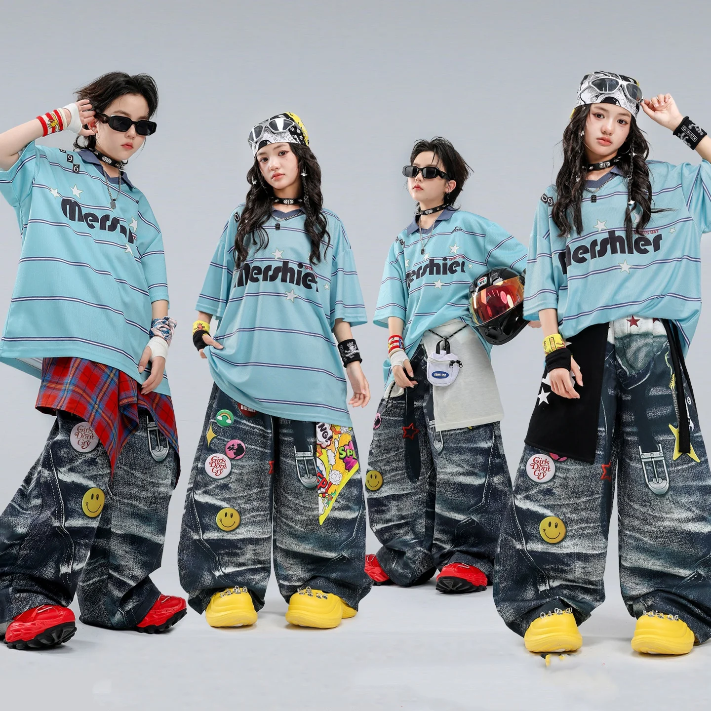 Girl Boy Fashion Cool Loose Hip Hop Suit Street Dance Outfit Kids Stage Performance Costume Trendy Hiphop Clothing For Dance