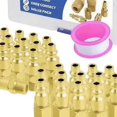45Pcs 1/4in NPT Air Hose Fittings Quick For Connect Compressor Kit Copper Plated Industrial Pneumatic Coupler Set For Tools