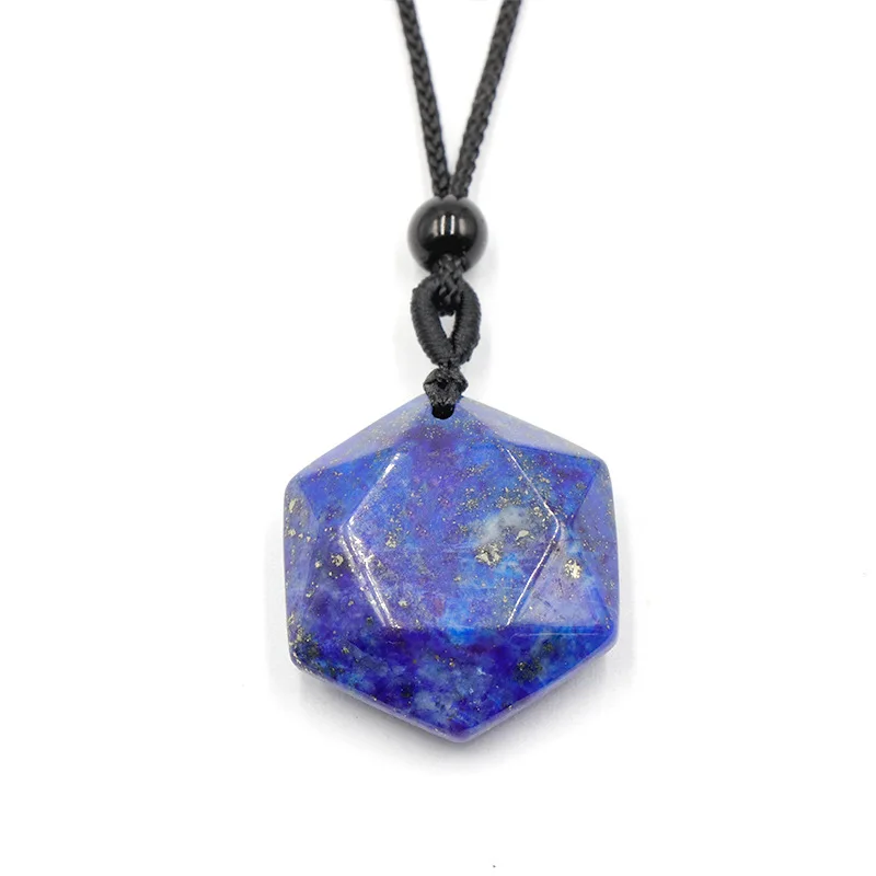 Hexagramm-Stern-Anhänger aus Naturstein, verstellbares Seil, Achat-Kristall-Charms, Pullover-Kette, Halskette für Damen und Herren, Schmuckgeschenk – Detail 8