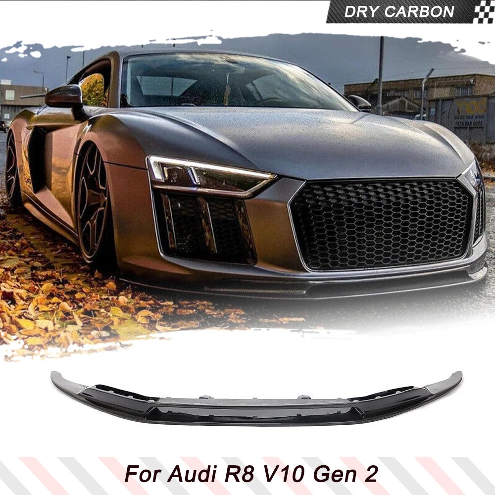 Dry Carbon Fiber Front Bumper Lip Spoiler  For Audi R8 V10 GT Gen 2 2016-2019 Car Front Bumper Racing Spoiler Body Kits