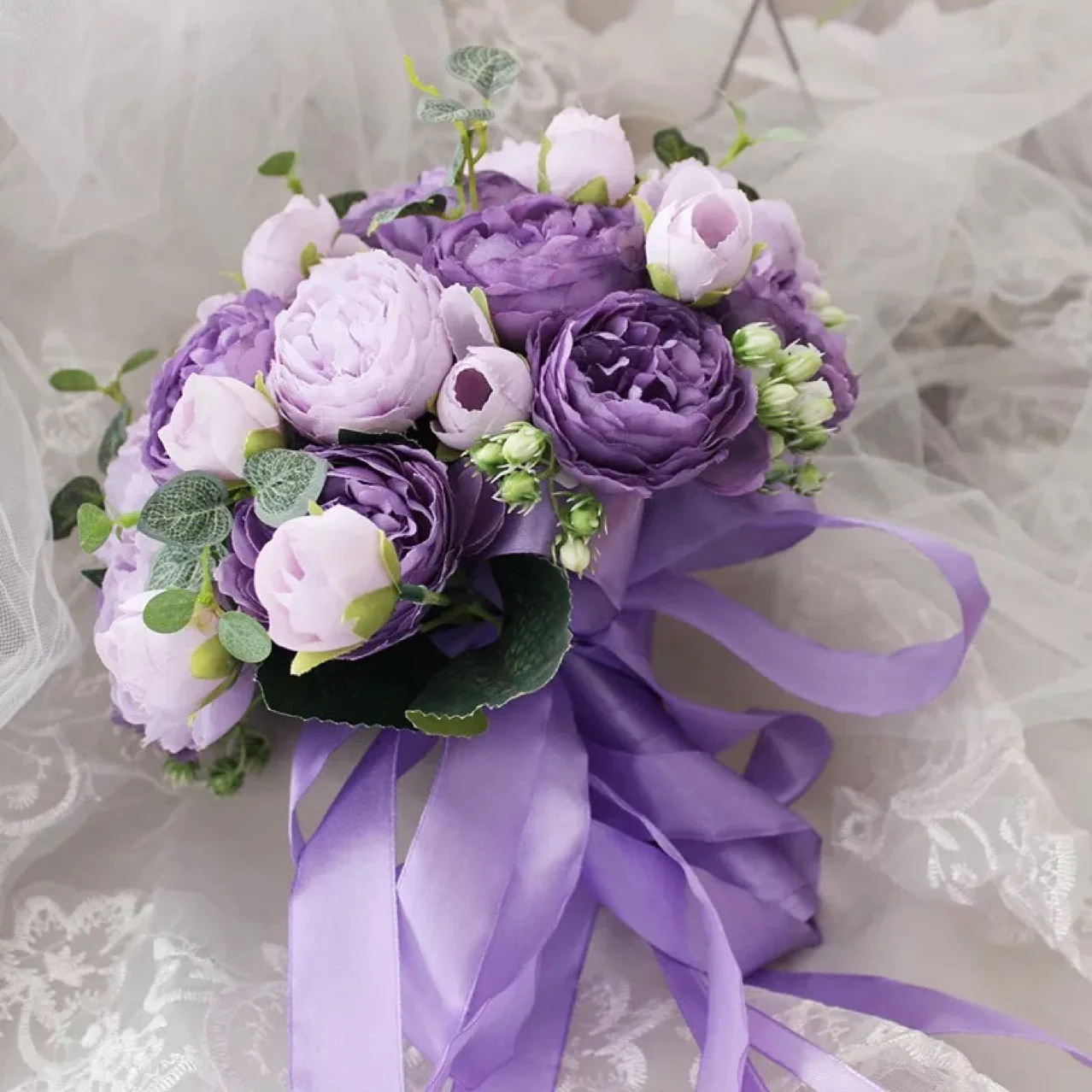 Korean style purple bridal bouquet imitation peony flower bridal bouquet bridesmaid  bouquet