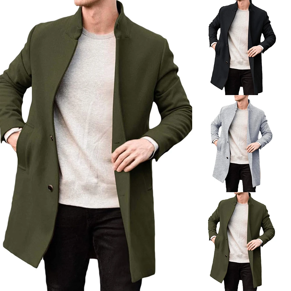 Heren Herfst Winter Warm houden Vesten met lange mouwen Trenchcoat Jas Overjas Windjack Slim Fit Mode Effen kleur