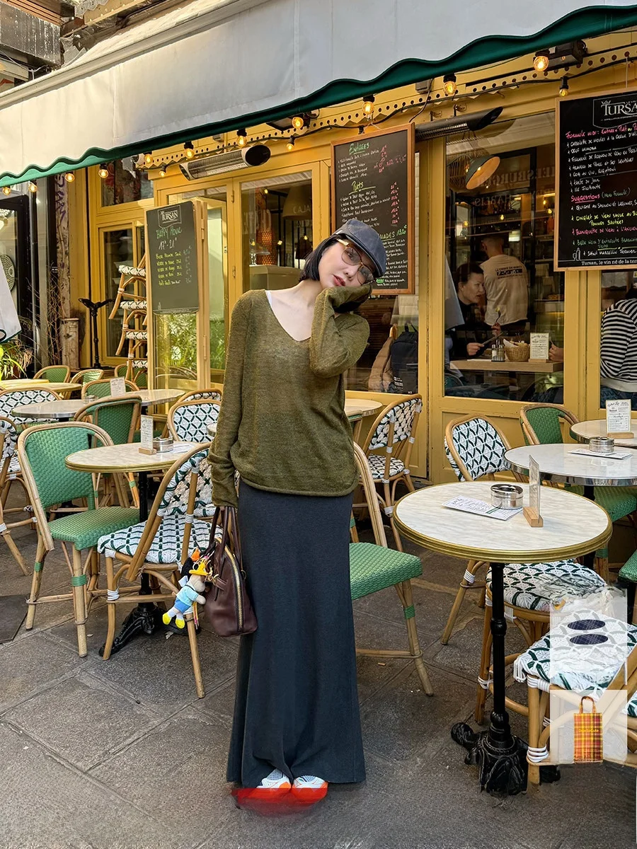 

Brand Long Slimming Skirt High Waist Handbag Sli Casual A-Line Skirt for Women by Roderic Wong Dearsocute