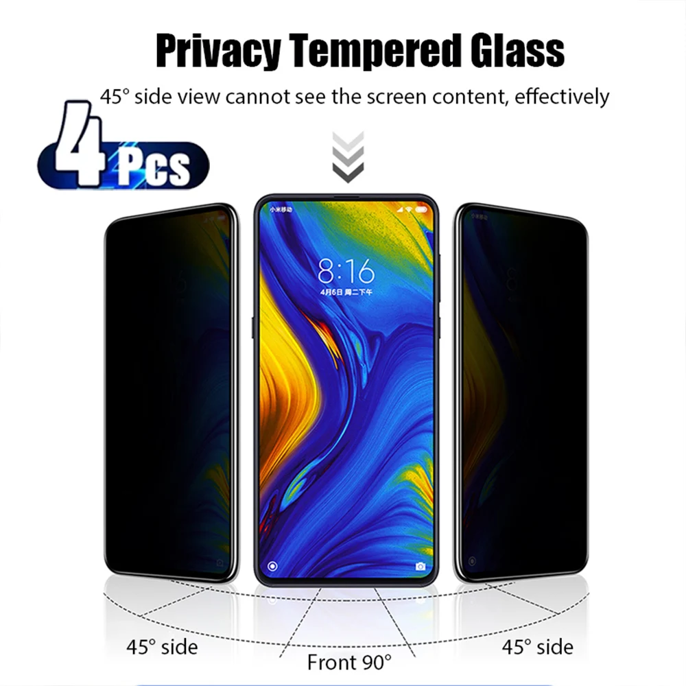 4 PCS! Full Cover Anti-Spy Screen Protector for Xiaomi Poco X4 GT Pro 5G Private Glass for Xiaomi Poco F2 Pro