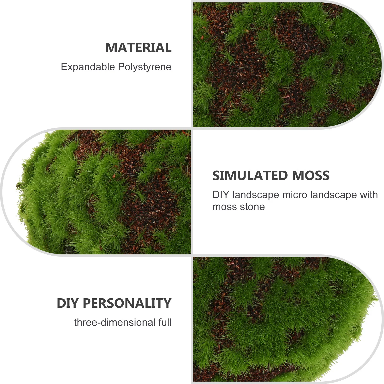 

1Pcs Simulated Moss Stone Realistic Micro Landscape Ornament Bonsai Succulent Pot Decorative Mossy Stone Green