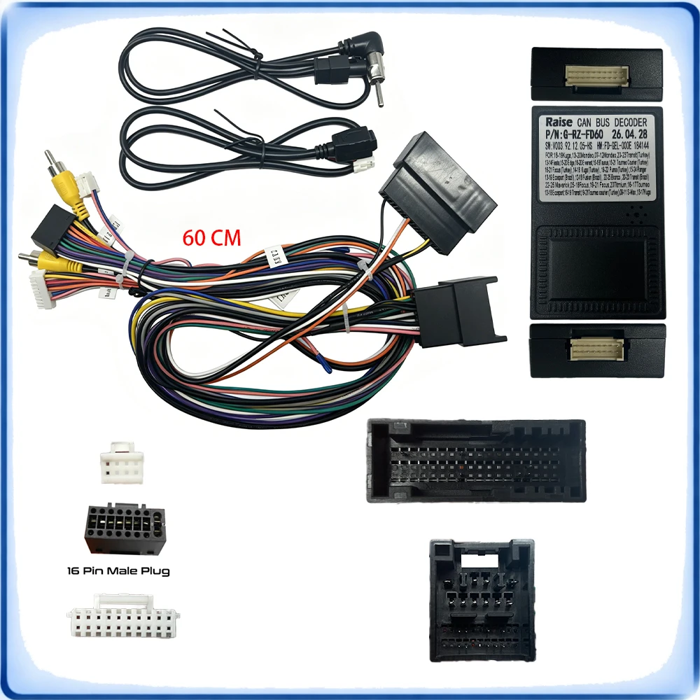 32Pin to 16Pin Car Radio Wiring Harness with CANBUS Decoder G-RZ-FD60 for Ford Focus 2019 Escape Kuga High Version