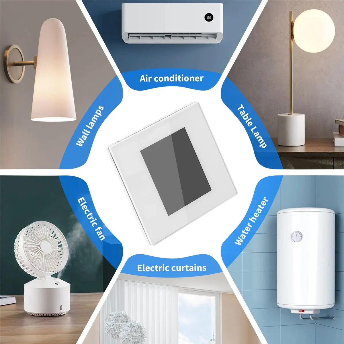 DT81 Home Automation 5 Models in 1 LCD Wifi Switch Smart Home with Power Consumption LCD Display Smart WIFI Switch White
