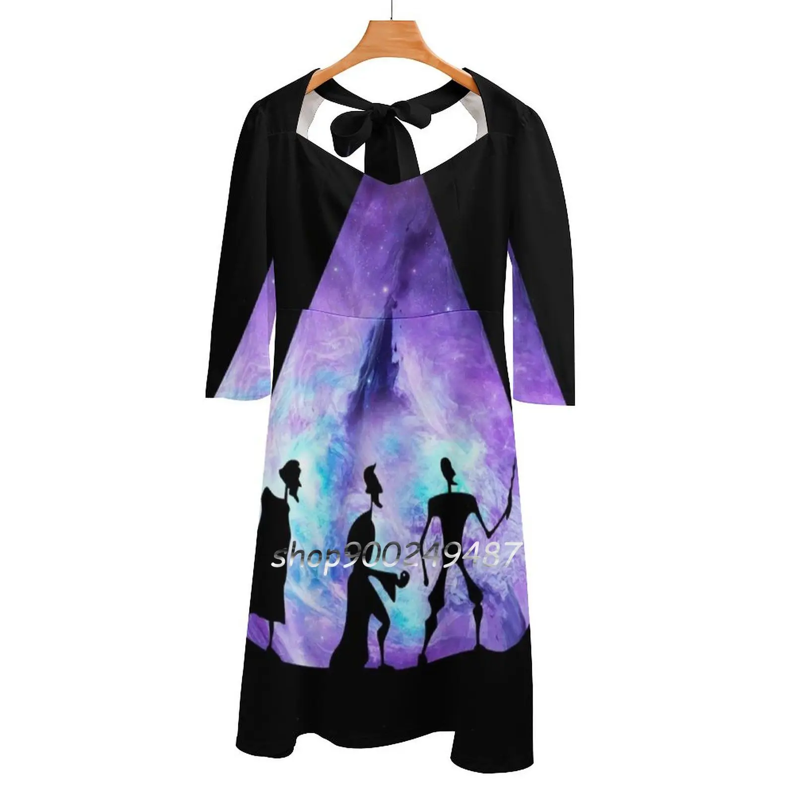 Deathly Hallows Sweet Elegant Dress Women Korean Kawaii Square Collar Dress Deathly Hallows Voldemort Magic Ron Hermione Dragon