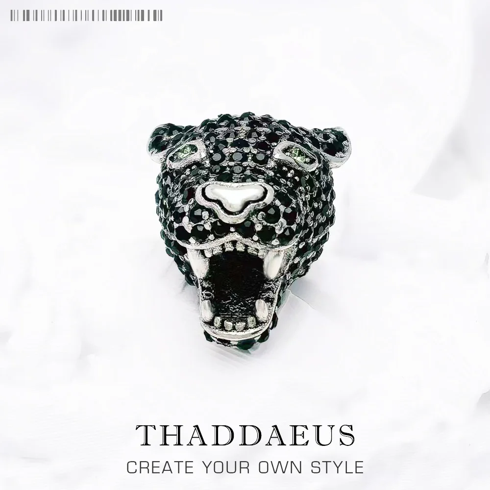 

Бусины, леопардовая пантера, новинка, твердая искусственная серебряная подвеска, европейские ювелирные изделия, уличный подарок Rebel для женщин и мужчин