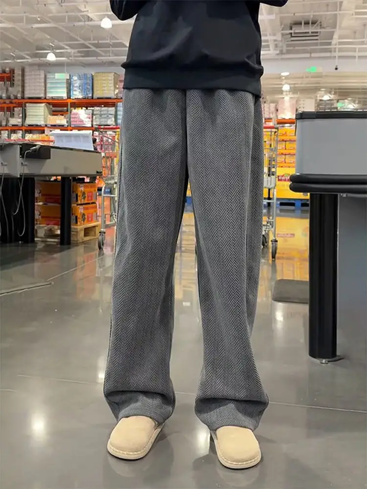 

Мужские утепленные трикотажные брюки Deep ey Heavyweight с флисовой подкладкой, повседневные, осенне-зимние, свободного кроя, в американском стиле, прямые штанины