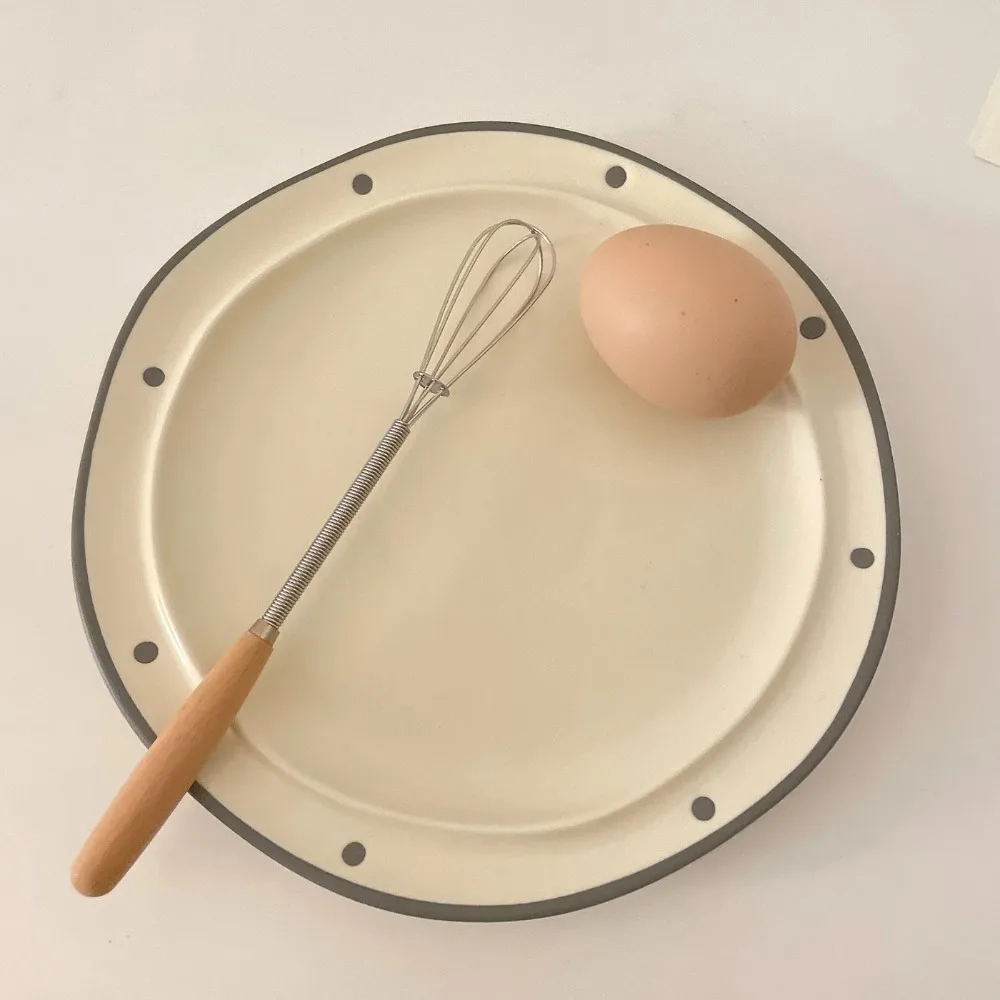 Pastry Tools Multifunction Stainless Steel Egg Beater Useful Portable Mini Egg Whisk Wooden Handle Hand Egg Beater Home